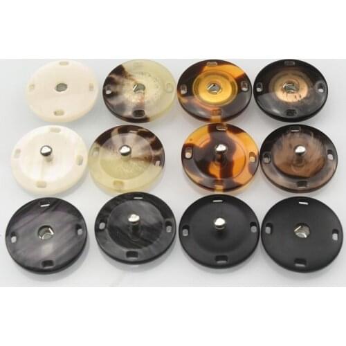 100 pieces 21-25mm high quality Pearl resin shell effect metal concealed buttons womens wool coat letter button can be dyed