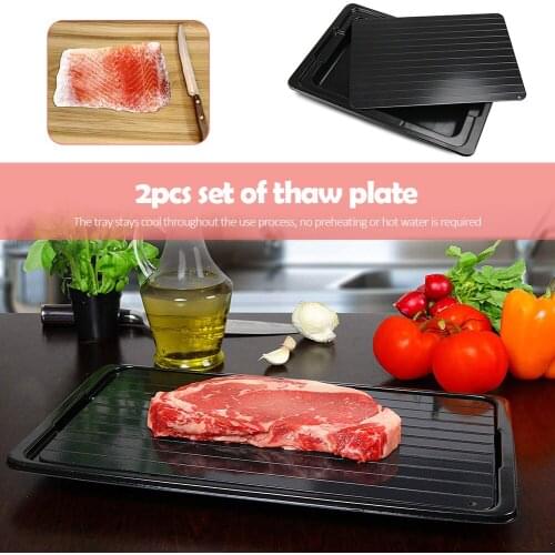 2pcs Fast Defrosting Tray Frozen Food Meat Fish Fruit Quick Defrost Plate Board Kitchen Gadget Tool