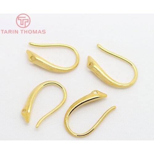 12PCS 15x9MM 24K Champagne Gold Color Plated Brass Earrings Hooks High Quality Diy Jewelry Accessories