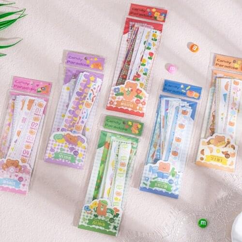 40 Pcs Kawaii Bear Animal Washi Paper And Pvc Waterproof Stickers Pack For Scrapbooking Diary Planner Album Journals Phone Case
