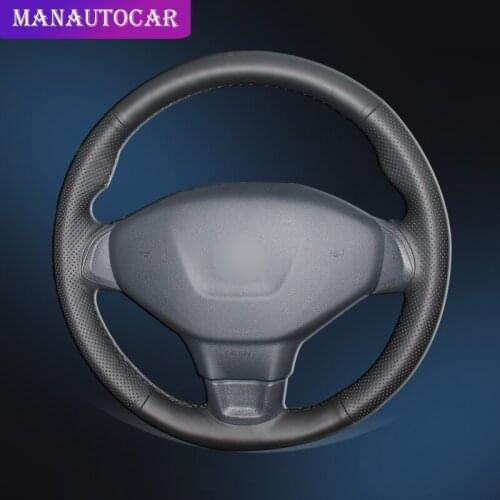 Car Braid On The Steering Wheel Cover for Peugeot 301 Hand Stitched Interior Accessories DIY Auto Braiding Covers Car-styling