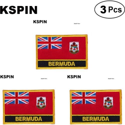 Bermuda Rectangular Shape Flag patches embroidered flag patches national flag patches for clothing DIY Decoration