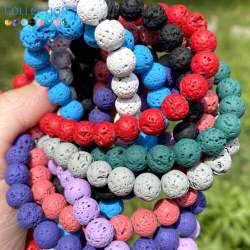 Natural Lava Rock Round Black Stone Beads For Jewelry DIY Making Volcanic Rock Bracelet Necklace Charms Accessories 4/6/8/10MM