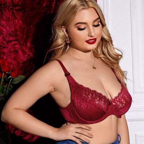 Beauwear Womens Lager Bosom Floral Lace Bra Plus Size Brassiere Top Underwear Sexy Lingerie Underwired Bralette B C D DD E Cup