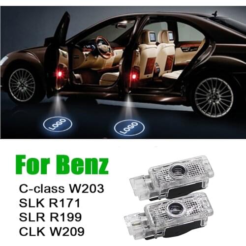 2PCS Welcome Logo Car Door Projector Decorative Light For Mercedes-Ben W203 (2001-2007) W208 W209 2001-2009 R171 R172 C199 W240