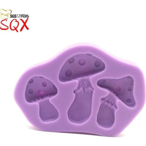 3 Holes Mushroom Shaped Silicone Molds for Soap Chocolate Mold Cake Decoration Mould Fondant Mold Tools SQ16139