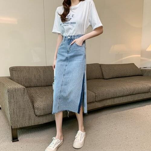 GUUZYUVIZ High Waist Long Skirt Cotton Denim Jean Skirts For Ladies A Line Maxi Harajuku Vintage Casual Jupe Femme