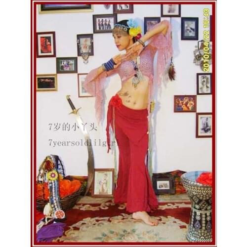 Lycra cotton tribal Belly dance flare Pants with skirt AC30