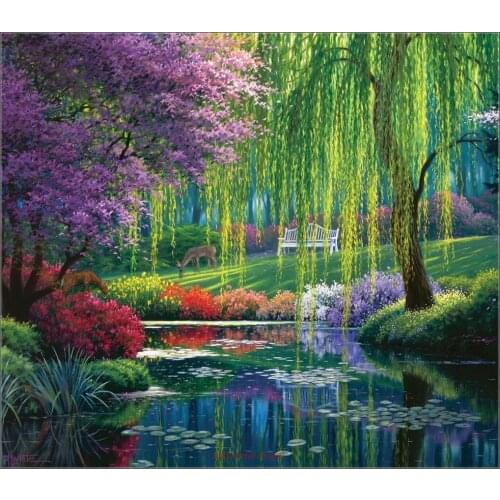 Willow Pond - Counted Cross Stitch Kits - Handmade Needlework for Embroidery 14 ct Cross Stitch Sets DMC Color