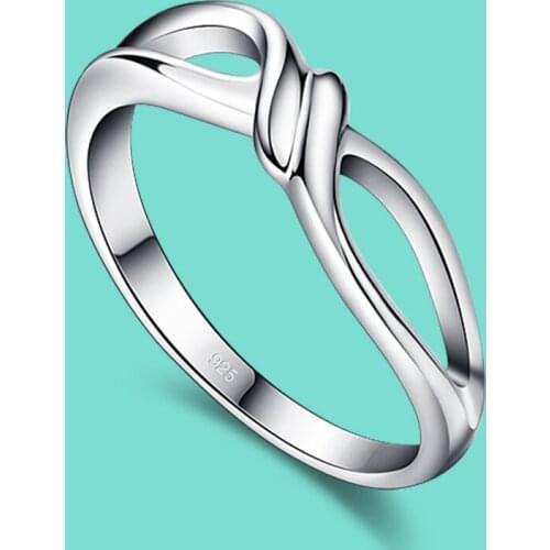 Minimalist Original 925 Silver Ring Womens OL Style Ribbon Design Solid Silver Ring Fine Jewelry Accessories Gift 3#-7# Size
