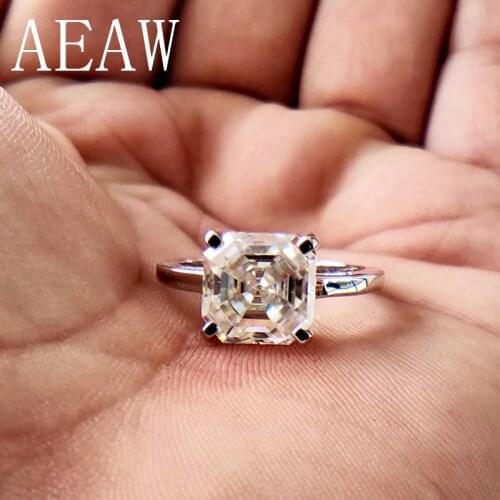 2 Carat Asscher Cut Moissanite Lab Diamond Ring Set HI Color Excellent Matching Band Ring For Women Solid 10K White Gold