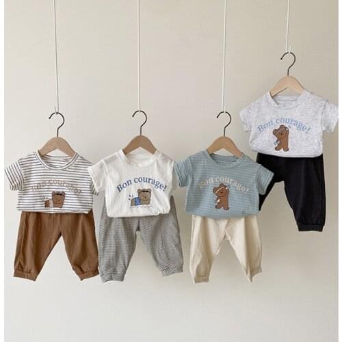 Summer Childrens Clothing Unisex Top Short Sleeve Cotton T-shirts 2021 New Korean Cartoon Printing For Boys And Girls Clothes