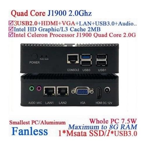 Mirco PC Mini Computer with Intel Celeron Quad Core J1900 hd living room nano pc Windows 7 Linux Minipc TV Box