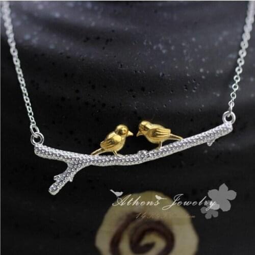 Fashion Creative Gold-plated Bird Necklace for Women 925 Sterling Silver Jewelry Elegant Female Accessories Birthday Gifts SN288