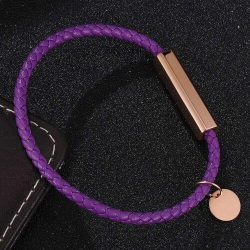 Trendy Purple Leather Bracelet Women Bracelet & Bangle Rope Chain Charm Women Jewelry Gift BB0732