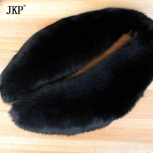 100% real whole Fox Fur Collar Scarf Black Winter mens and womens down jacket coat universal warm scarf