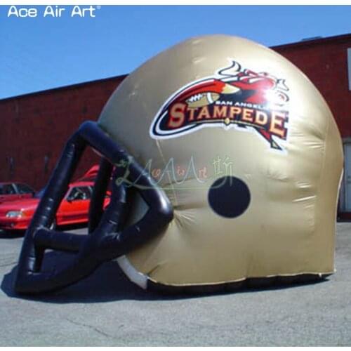 Mobile and fun designed inflatable lawn football sport helmet tunnels,outdoor rugby team helmet model for atheletic events