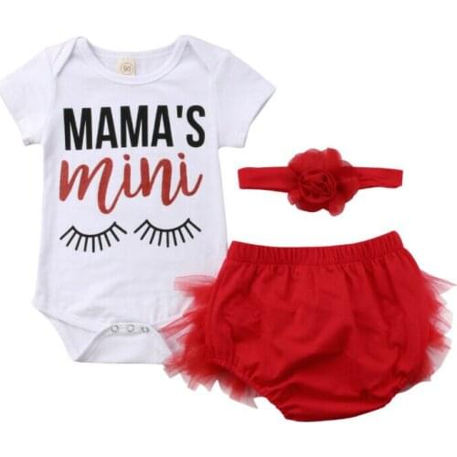New 3pcs Infant Baby Girl Outfits Clothes Romper Bodysuit Pants Set