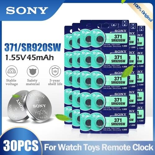 30PCS Original Sony 371 SR920SW AG6 920 LR920 LR69 171 370A 371A 1.55V Silver Oxide Battery For Watch Calculator Button Cell