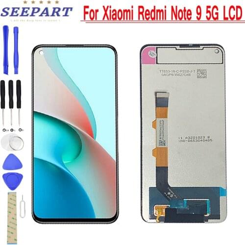 6.53" Original For Xiaomi Redmi Note 9 5G LCD Screen Display+Touch Panel Digitizer For Redmi Note 9 5G LCD M2007J22C LCD Display