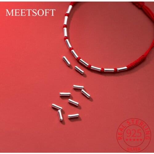 MEETSOFT 5pcs/lot 925 Sterling Silver Minimlist Space Bead Charms Handmade Making Finding Of DIY Jewelry wholesale Accessory