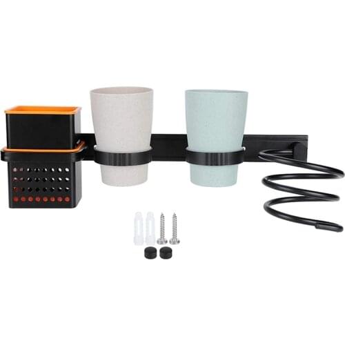 Shelf Wall Mount Hair Dryer Rack Toothbrush Holder for Bathroom Multifunctional Space Aluminum Storage Rack