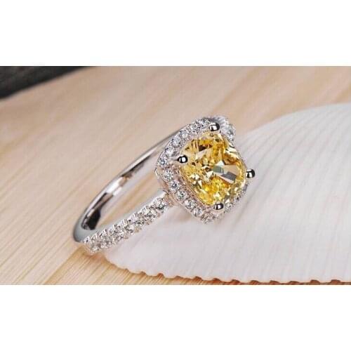 Size 4-10 Free shipping wholesale Luxury Jewelry 925 sterling silver filled gold AAA Cubic Zirconia Women Women Wedding Ring