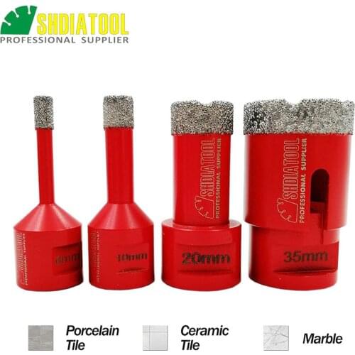 SHDIATOOL 4pcs M14 Vacuum Brazed Diamond Drilling Core Bits Professional Dry Drilling Bits Granite Marble Tile Ceramic Hole Saw