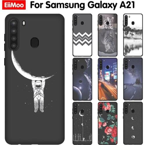 JURCHEN Silicone Phone Cases For Samsung Galaxy A21 Cute Cartoon Thin Back Cover For Samsung A21 A215DL A215W A215U Animal Print