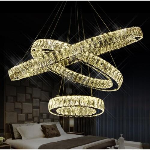 3 Rings Led Chandeliers Light For Living Room Modern Crystal Stair Lamp hotel lobby lighting