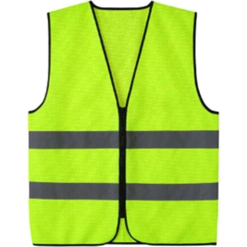 Reflective Safety Vest, Bright Neon Color with Reflective Strips - Zipper Front, 2 Colors Available