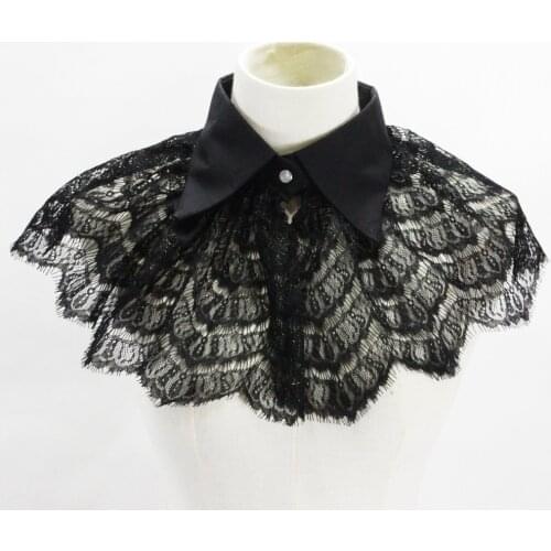 Vintage Floral Lace Lapel Fake Collar for Women Hollow Necklace Choker False Collars Female Dress Party Detachable Collars