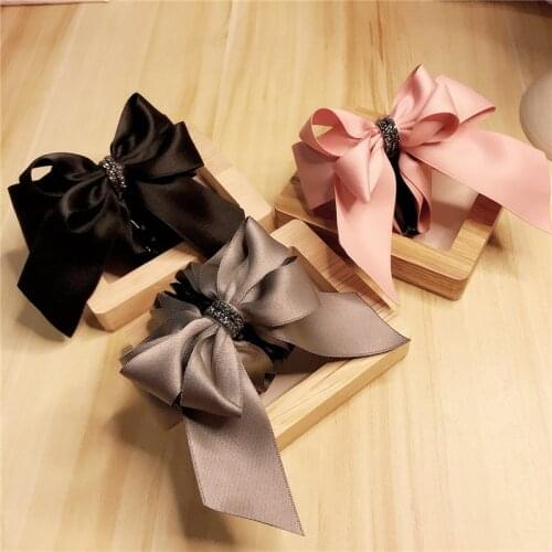 2020 New Korea Style Sweet Butterfly Large Grabber Hairpin Satin Crystal Hair Clip for Women Fashion Jewelry Accessories