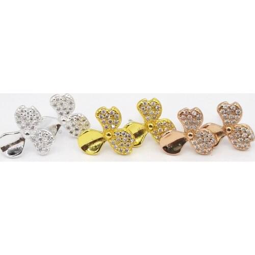 Ladies S925 sterling silver flower inlaid zircon rose gold silver earrings jewelry couple holiday anniversary gift