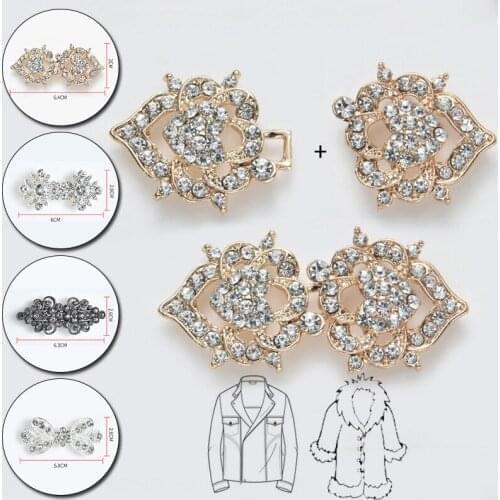 1Pair Handmade Buckle Metal Button Apparel Decoration Rhinestone Jewelry Making DIY Craft Clothing Accessories