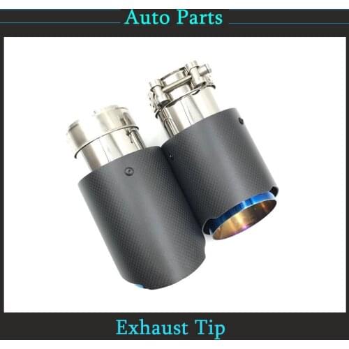 1Piece Matte Carbon Exhaust System Muffler Pipe Tip Straight Universal Blue Stainless Mufflers Decorations