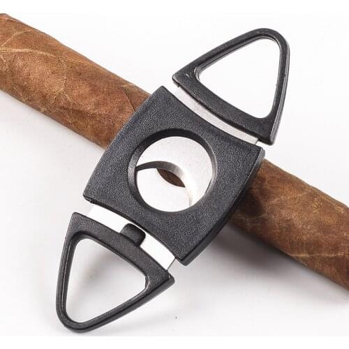 New 1pcs Plastic+ Stainless Steel Cigar Cutter Portable Travel Knife Black Cigars Accessories Wholesale