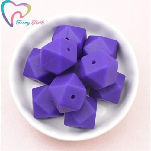 10 PCS Purple Passion 17 MM Hexagon Shaped Silicone Beads Teething Baby Teether DIY Pacifier Chain Infants Tooth Care Food Grade