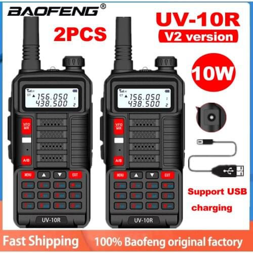 2021 2 Pcs Original Baofeng Walkie Talkie 30km UV 10R 128CH VHF UHF Dual Band Two Way Radio Baofeng UV-10R Better Than UV5R UV82