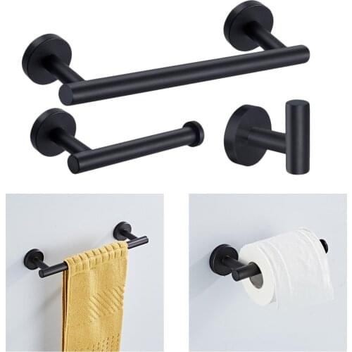 3x Brushed Robe Hooks Toilet Paper Holder 12 "Hand Towel Bar Hardware Set