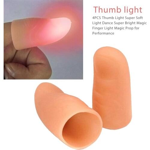 4PCS Magic Thumb Light PVC Super Soft Light Dance Bright Magic Finger Light Magic Prop For Performance Halloween Decoration