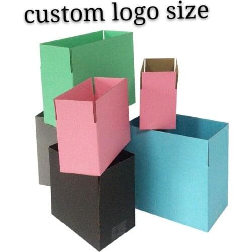500pcs Custom Corrugated Paper Shipping Mailer Black Boxes Printed Logo Packaging Hair T-Shirts Clothing Boxes