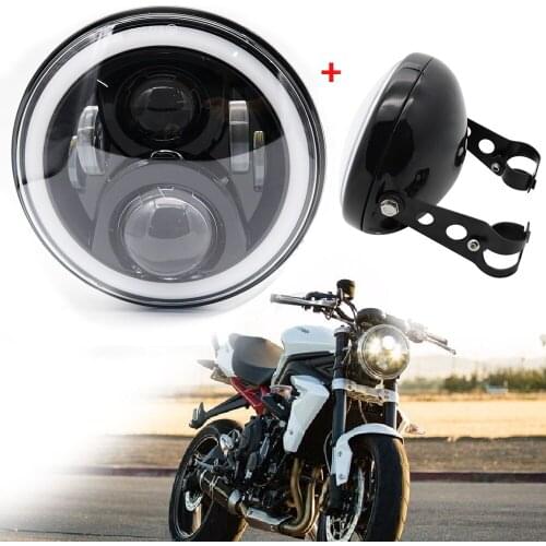 7" 7 inch Headlight DRL Turn Signal Light With 7 inch Headlight Housing Bucket for Honda Yamaha Chopper Cafe Racer Bobbe