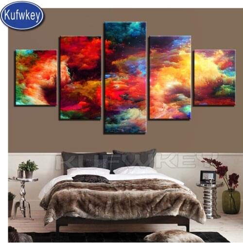 Abstract Colored Cloud diamond painting cross stitch 5d diamond square round full drill embroidery diamond mosaic decor 5pcs/set