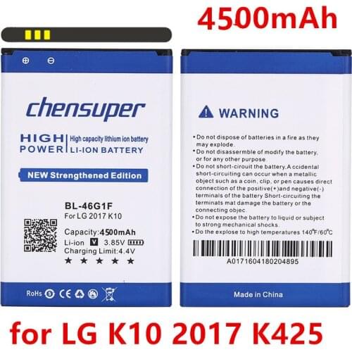 Chensuper BL-46G1F 4500mAh Battery for LG K10 2017 K425 K428 K430H K20 Plus TP260 Mobile Phone Batteries
