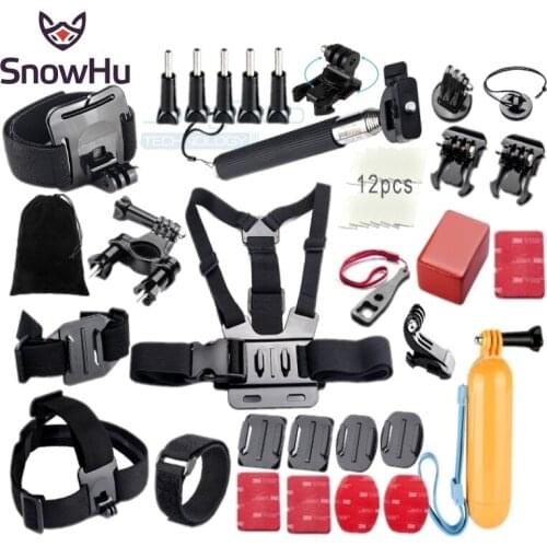 SnowHu For Gopro Accessories Set Kit Base Adapter headband chest strap for GoPro 9 8 7 6 for Yi 4K Eken h9 sport camera GS31