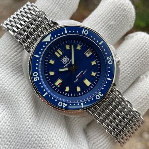 200M Water Resistant Steel Dive Watch SD1970 Blue Color Mens Automatic Mechanical Watch Movement Japan NH35 Luminous