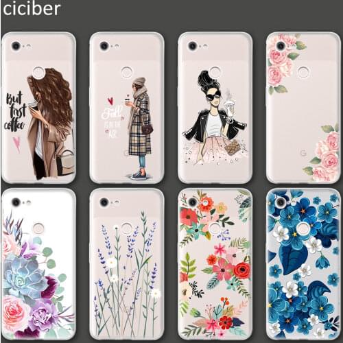 Flower Cute Girl Phone Case For Google Pixel 5 4a 4 3a 3 2 XL Soft Silicone TPU Cover for Pixel 5XL 4XL 3XL 2XL Coque Capa Funda
