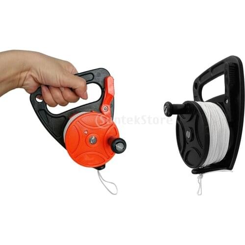 Black Plastic Compact Scuba Diving SMB Wreck Cave Dive Reel Kayak Anchor & Handle, Thumb Stopper, 150ft Line