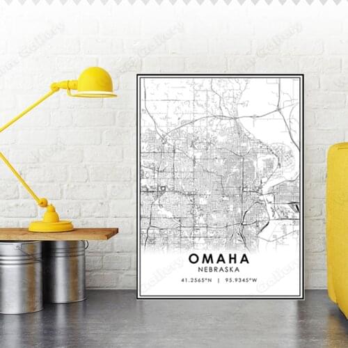 Black and White Nebraska City Map The Omaha City Map Poster HD Print Wall Art Canvas Nordic Landscape Painting For Home Decor